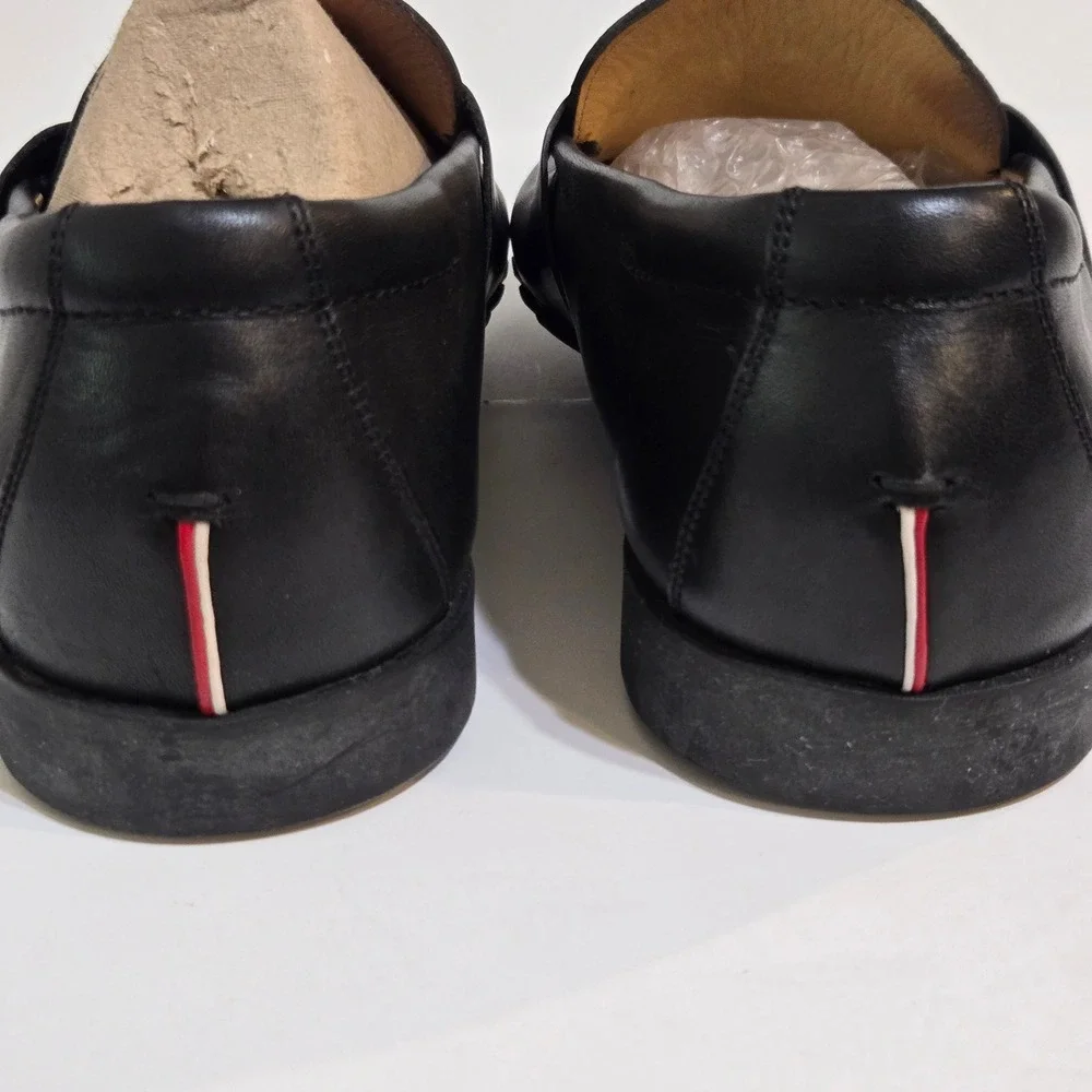 Bally Saturno Penny Loafer Mens 12D Black Leather Swiss Made Drivers Nearly New